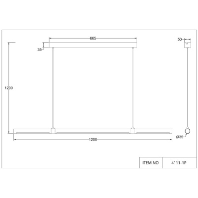 4111-1P, подвесная люстра, L1200xW35xH100/1200, LEDx35W, 2300LM, 4000K, included