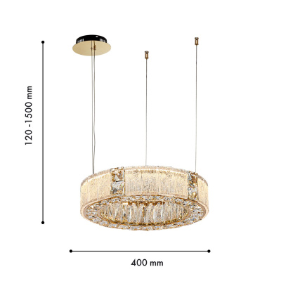 4204-4P, подвесная люстра, D400xH120/1500, LEDx40W, 4000LM, 3000K, included
