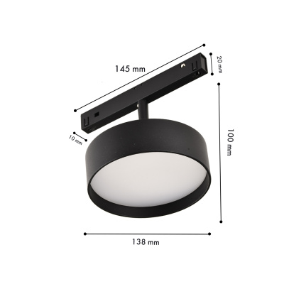 4584-1U, трековый светильник, D138xL145xH100, LEDx18W, 48V, 1080LM, 2700-5700K, CRI>90, beam angle:100, included