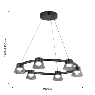 4247-6P, подвесная люстра, D600xH1200/1500, 6xLEDx5W, 720LM, 4000K, included
