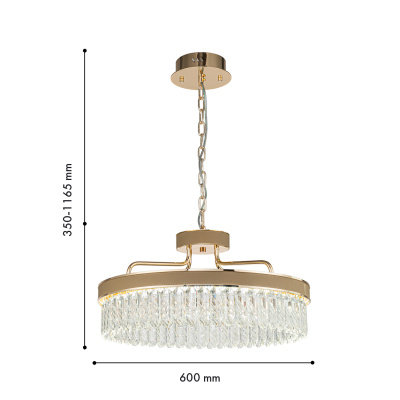 4304-6P, подвесная люстра, D600xH350/1165, LEDx60W, 3650LM, 3000K/4000K/6000K, included