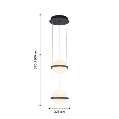 4502-2P, подвес, D225xH590/1200, 2xLEDx20W, 2500LM, 3000K, included