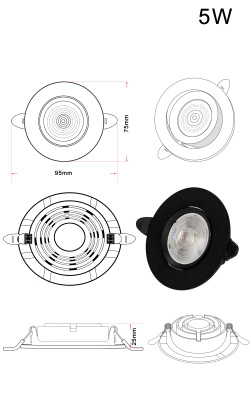 Светильник ZORTES RAIZ ZRS.57796.5, Мощность - 5Вт, Тип лампы: LED, В -30мм / Ш - 110мм