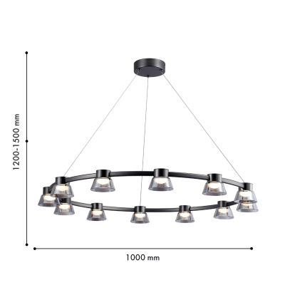 4247-12P, подвесная люстра, D1000xH1200/1500, 12xLEDx5W, 1440LM, 4000K, included