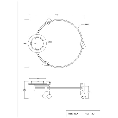 4071-3U, потолочный светильник, L680xW600xH210, LEDx135W, 3500-7000LM, 3000-6000K, included, remote control