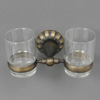 98810BR Держатель 2-х стаканов со стеклом бронза ELVAN от интернет магазина Elvan.ru