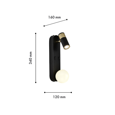 4171-2W, настенный светильник, D160xW120xH340, 1xG9LEDx10W, excluded + LEDx3W, 135LM, 4000K, included, switch