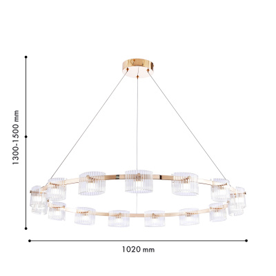 4248-15P, подвесная люстра, D1020xH1300/1500, 15xLEDx4.6W, 1800LM, 4000K, included