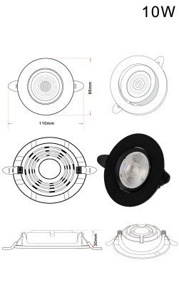 Светильник ZORTES RAIZ ZRS.57796.10, Мощность - 10Вт, Тип лампы: LED, В -30мм / Ш - 110мм